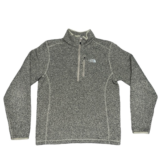 The North Face Fleece Pullover Quarter-Zip Sweater Oatmeal Color Mens Size Small - Picture 1 of 5